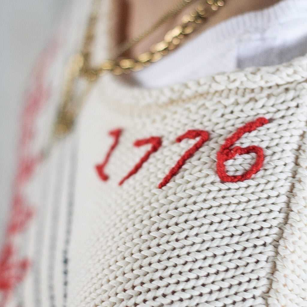 Philadelphia Embroidered Striped Cotton Rollneck