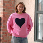 Navy Heart Applique Oversized Crew