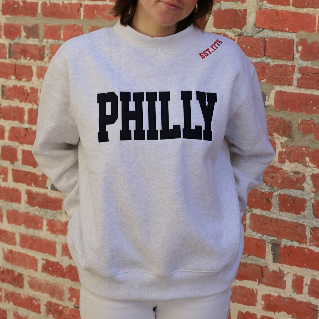 Philly Applique Mockneck with Embroidery Detail