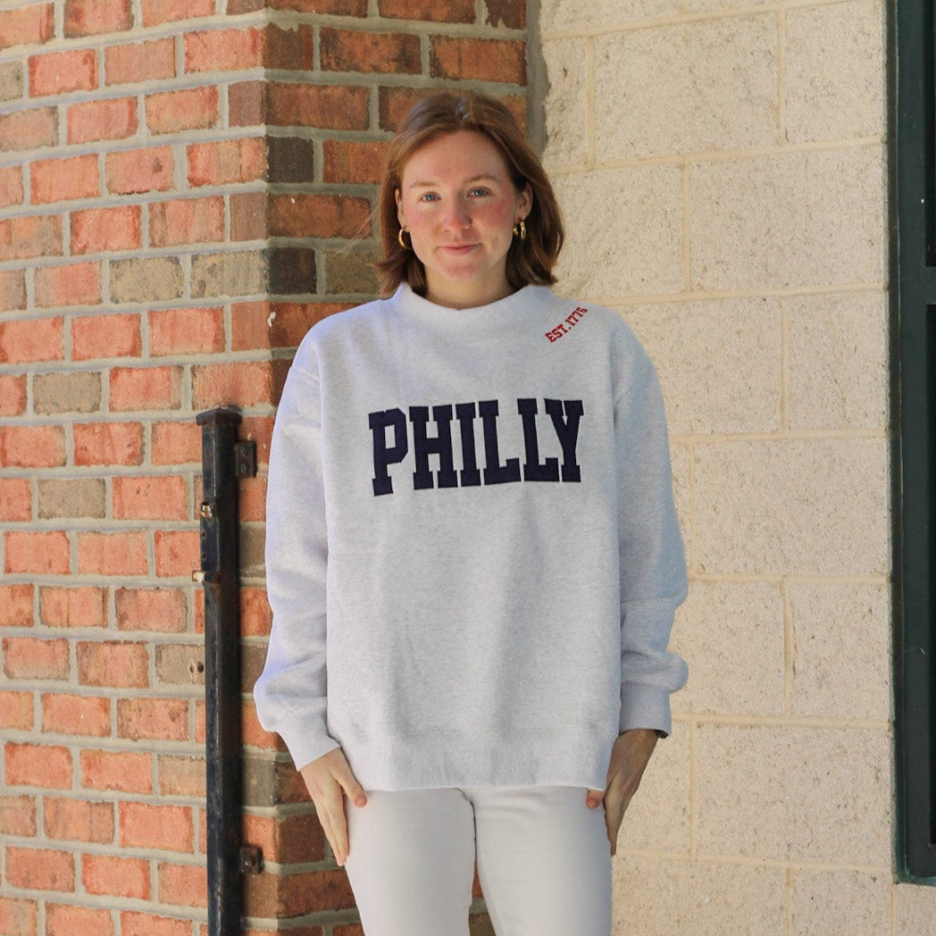 Philly Applique Mockneck with Embroidery Detail