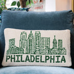 Philadelphia Green Skyline Hook Pillow