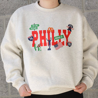 Kramer Drive Philly Icons Fleece Lined Crewneck