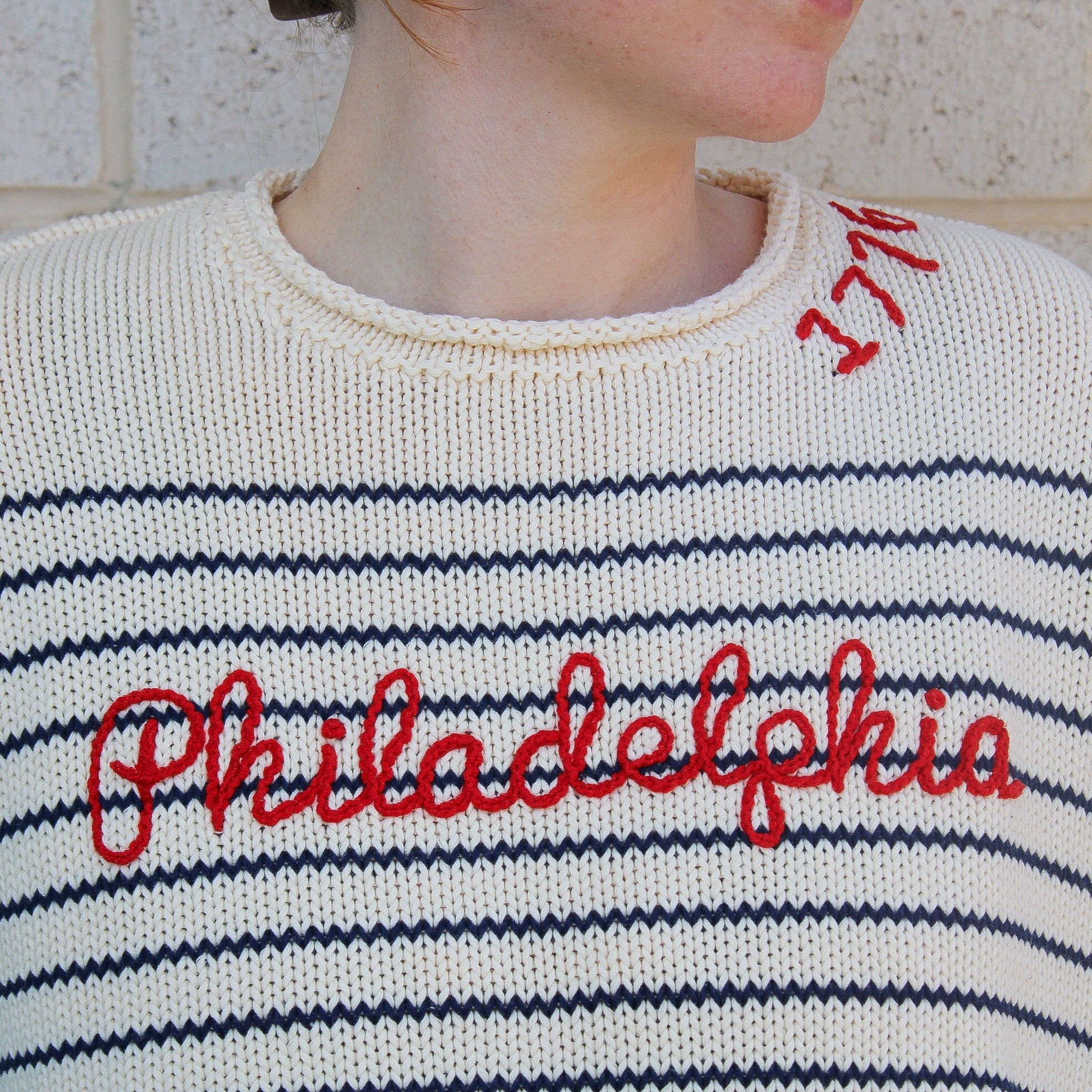 Philadelphia Embroidered Cotton Rollneck Sweater