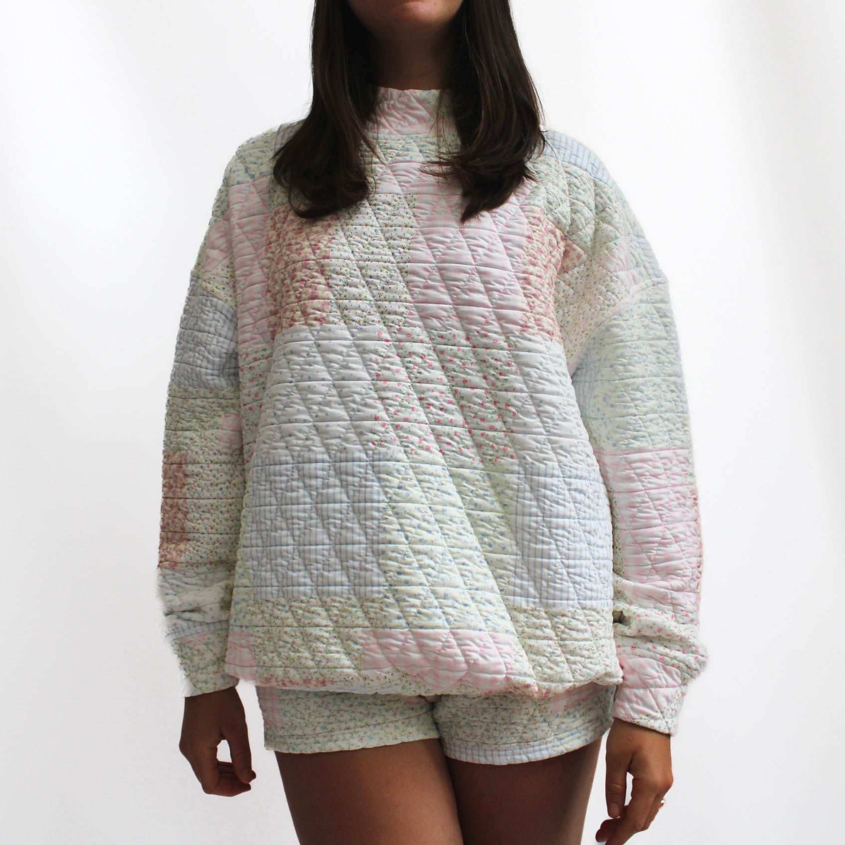 Quilted Pastel Mockneck Sweatshirt