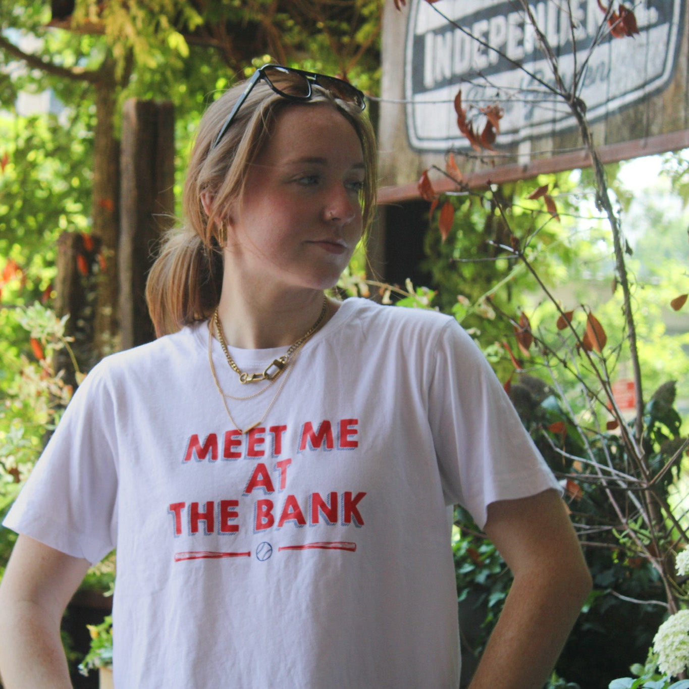 Meet Me At The Bank Raw Hem Tee