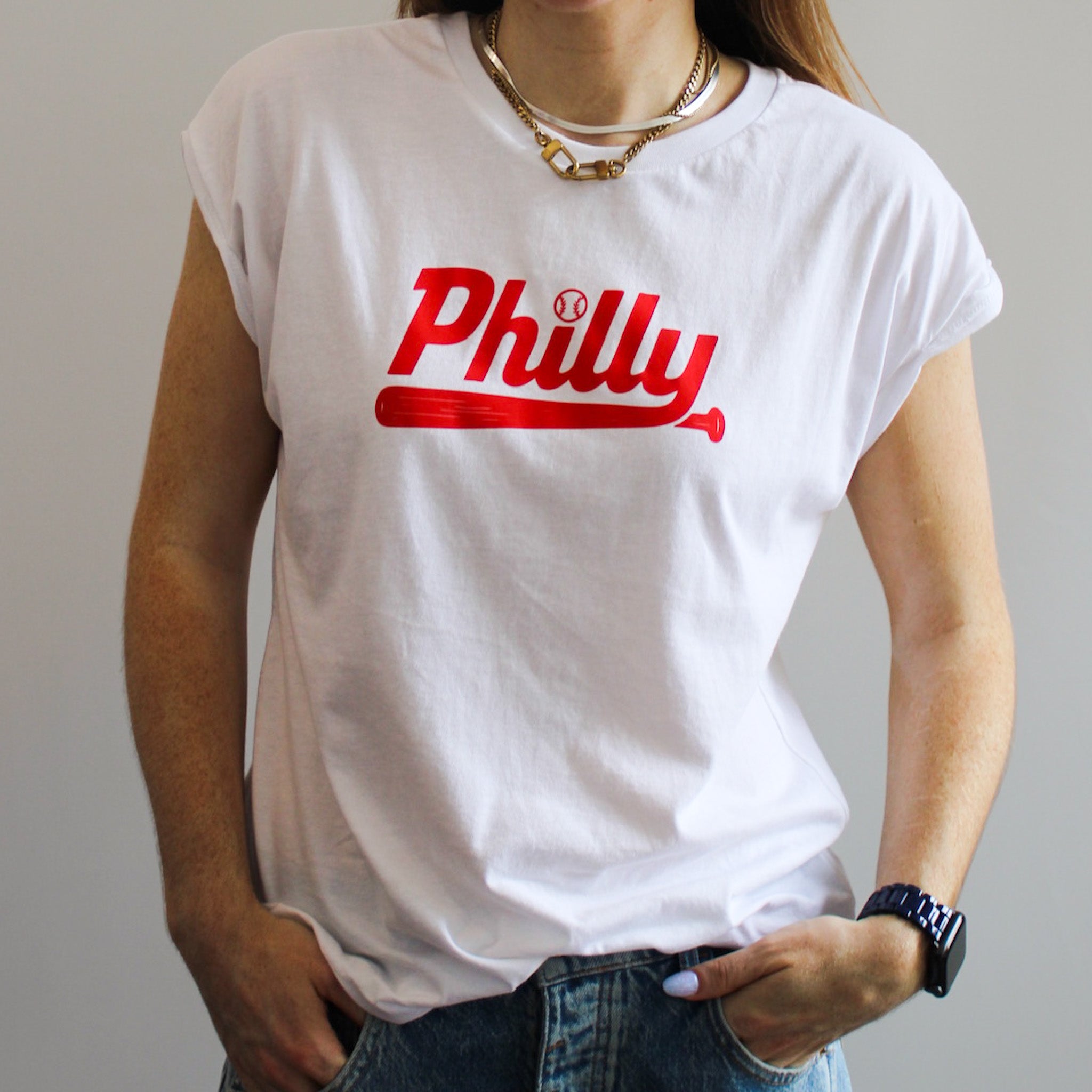 Philly Baseball Script Muscle Tee