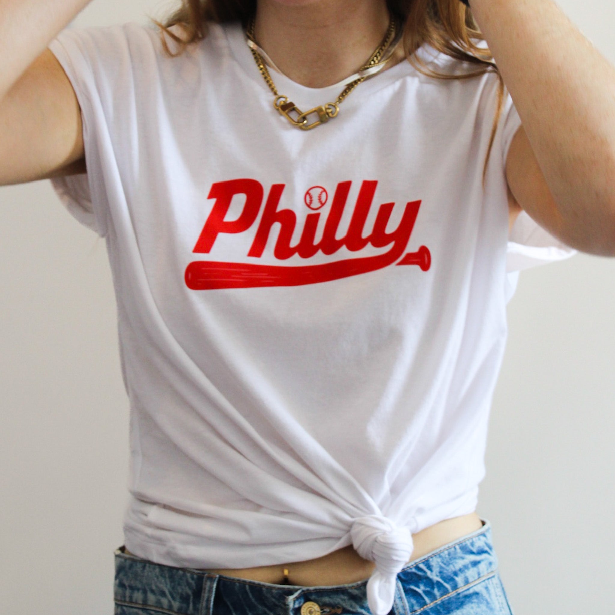 Philly Baseball Script Muscle Tee