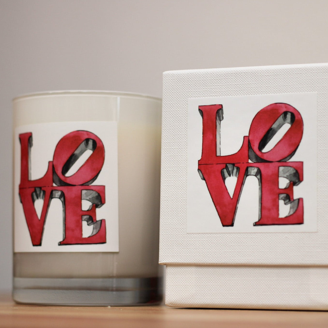 LOVE White Flower Candle