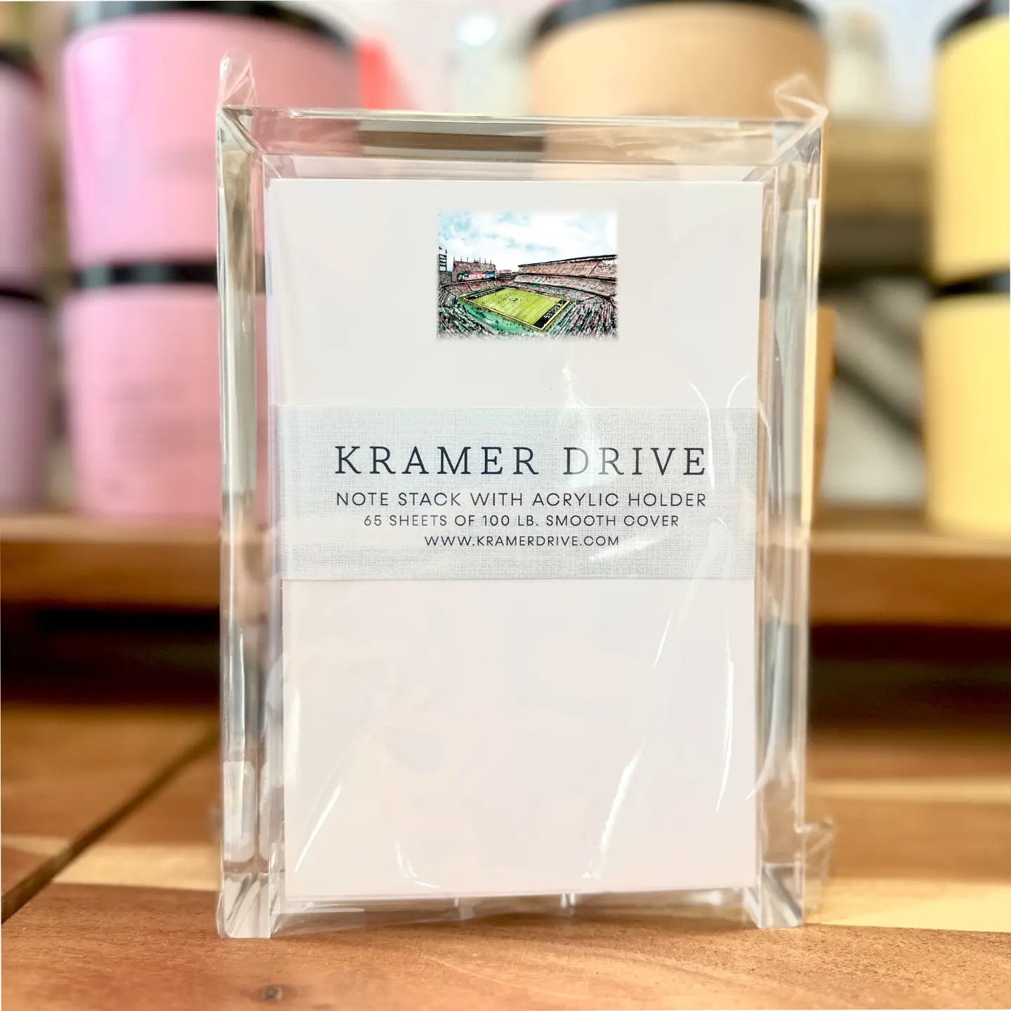 Kramer Drive Lincoln Financial Field note stack with acrylic holder featuring Philadelphia sports stadium imagery and 65 she… Main image