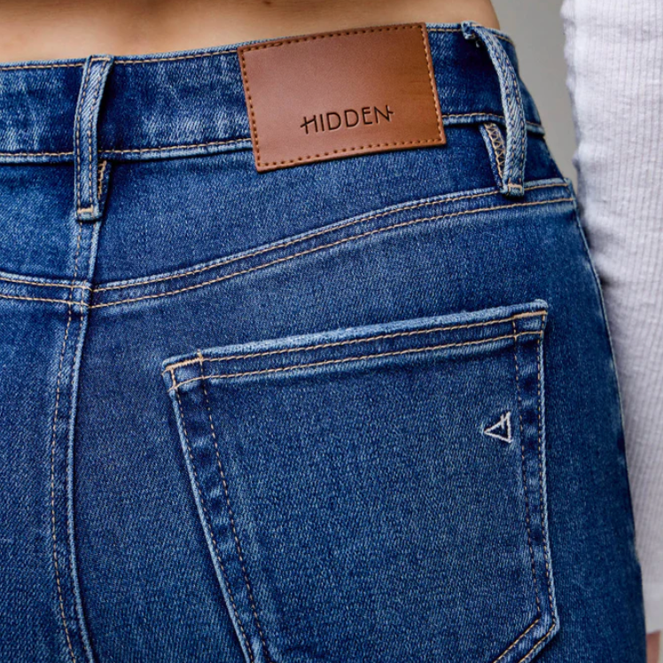 Hidden Happi Dark Wash Clean Crop Flare