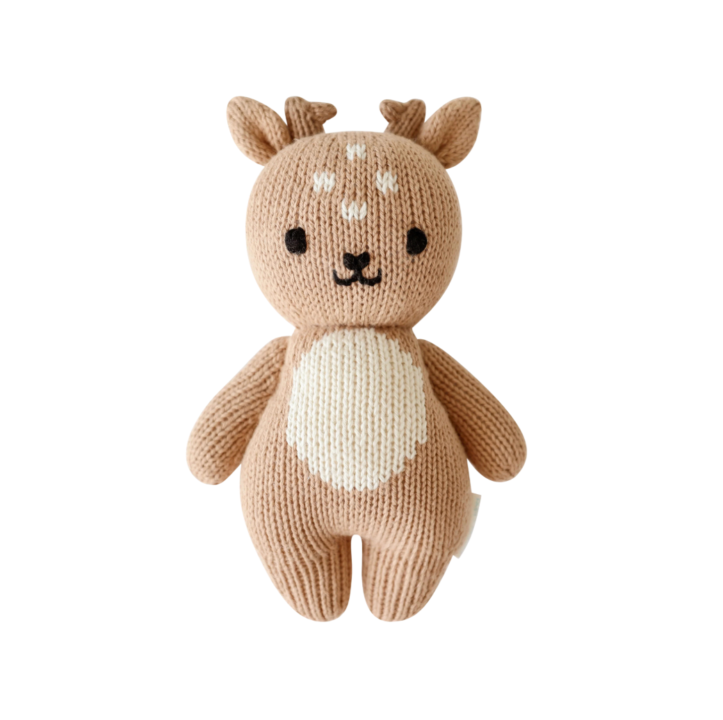 Knitted deer toy on a white background Main image