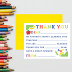 Kramer Drive Kids Thank You Teacher Fill In Card