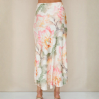 Watercolor Peony Print Skirt
