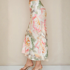 Watercolor Peony Print Skirt