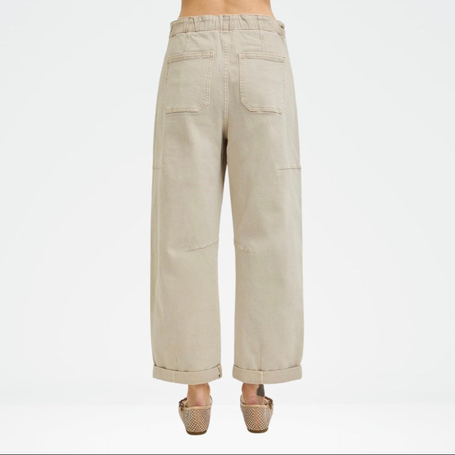Risen Cropped Barrel Cargo Pocket Jeans