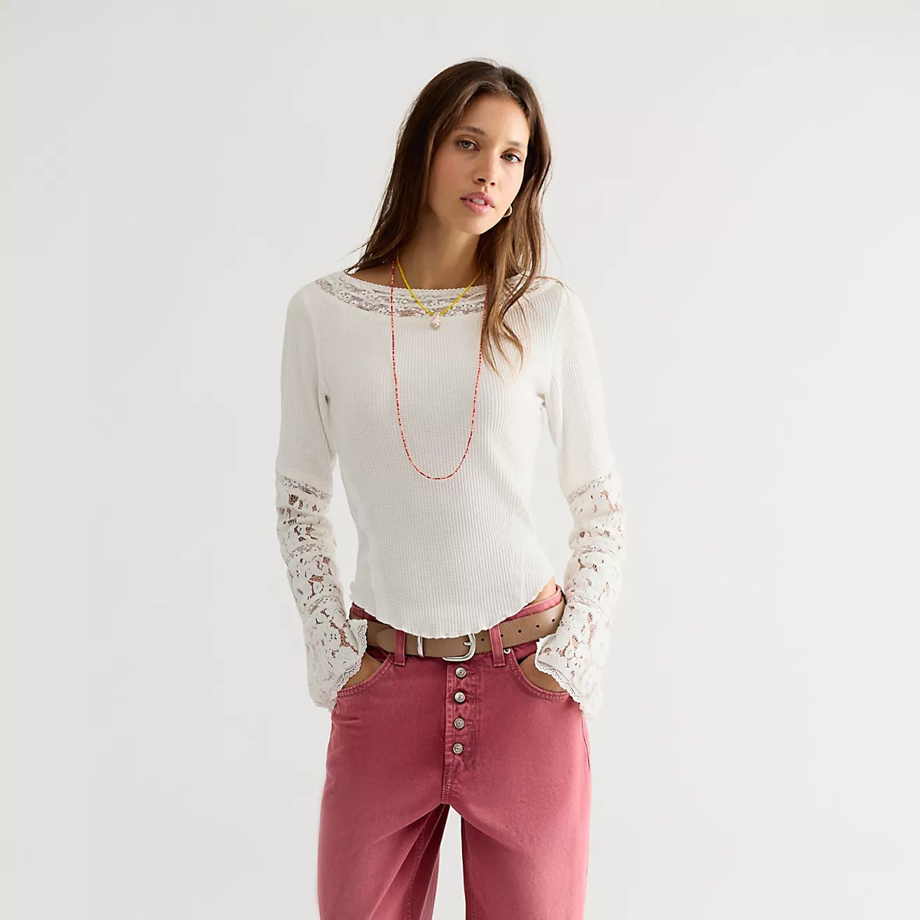 Free People Amber Lace Cuff Long Sleeve Top Secondary image