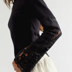 Free People Amber Lace Cuff Long Sleeve Top