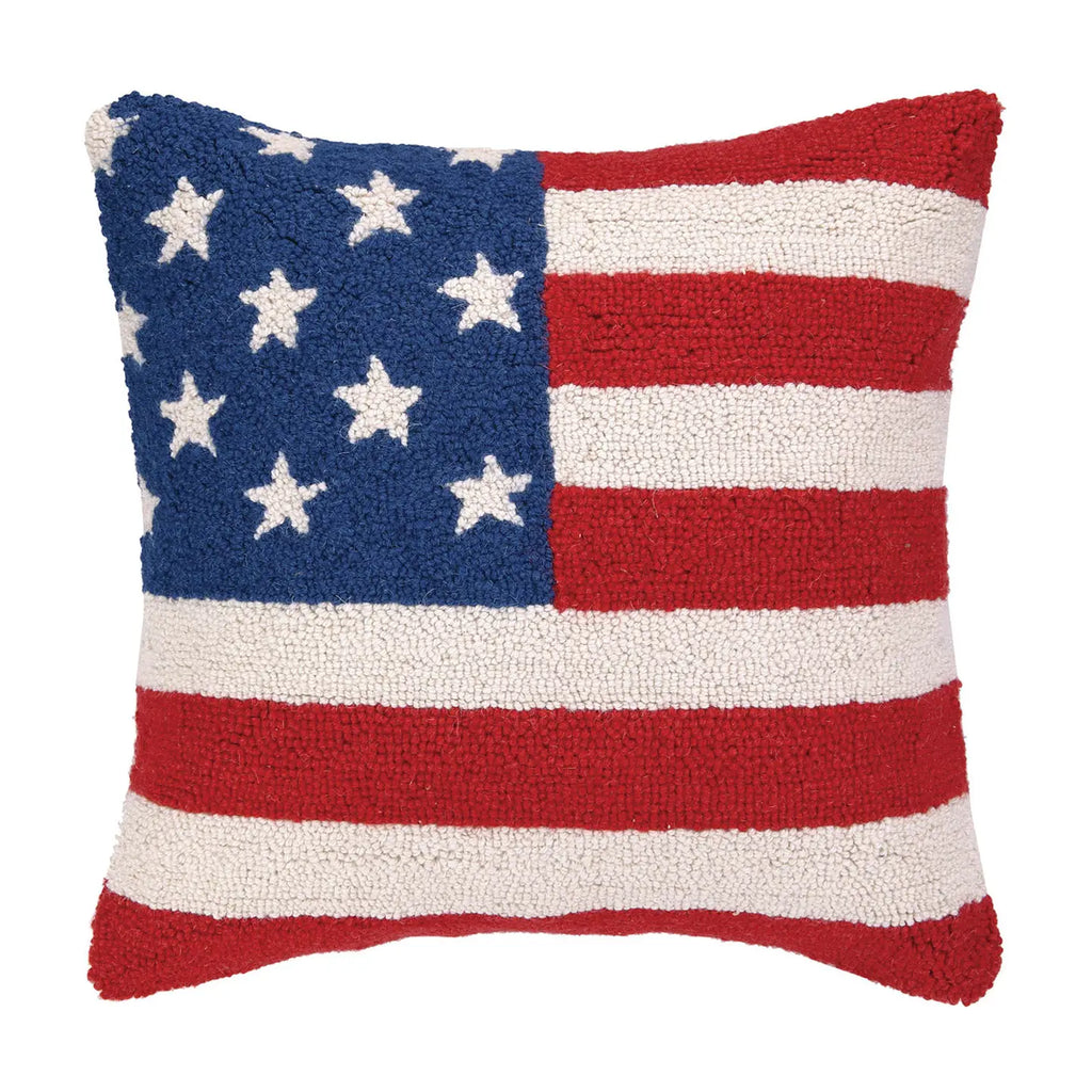 Pillow with American flag design on a white background