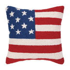 Pillow with American flag design on a white background
