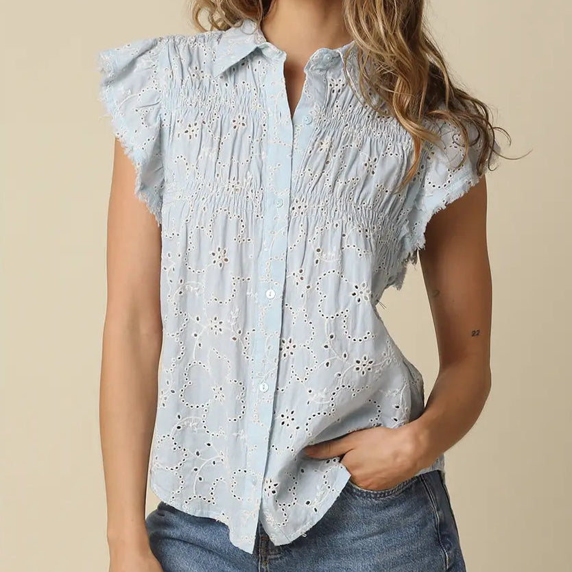 Anne Pintuck Flutter Sleeve Top