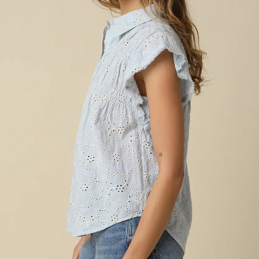 Anne Pintuck Flutter Sleeve Top