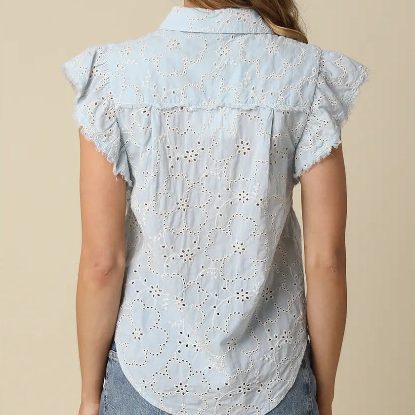 Anne Pintuck Flutter Sleeve Top