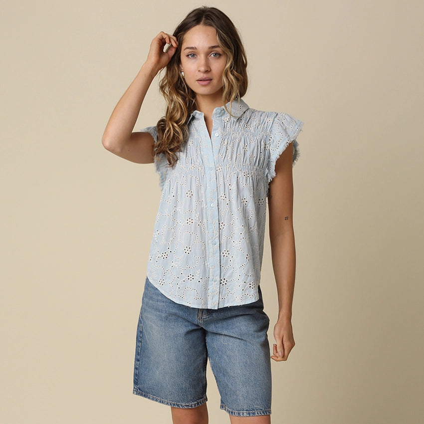 Anne Pintuck Flutter Sleeve Top