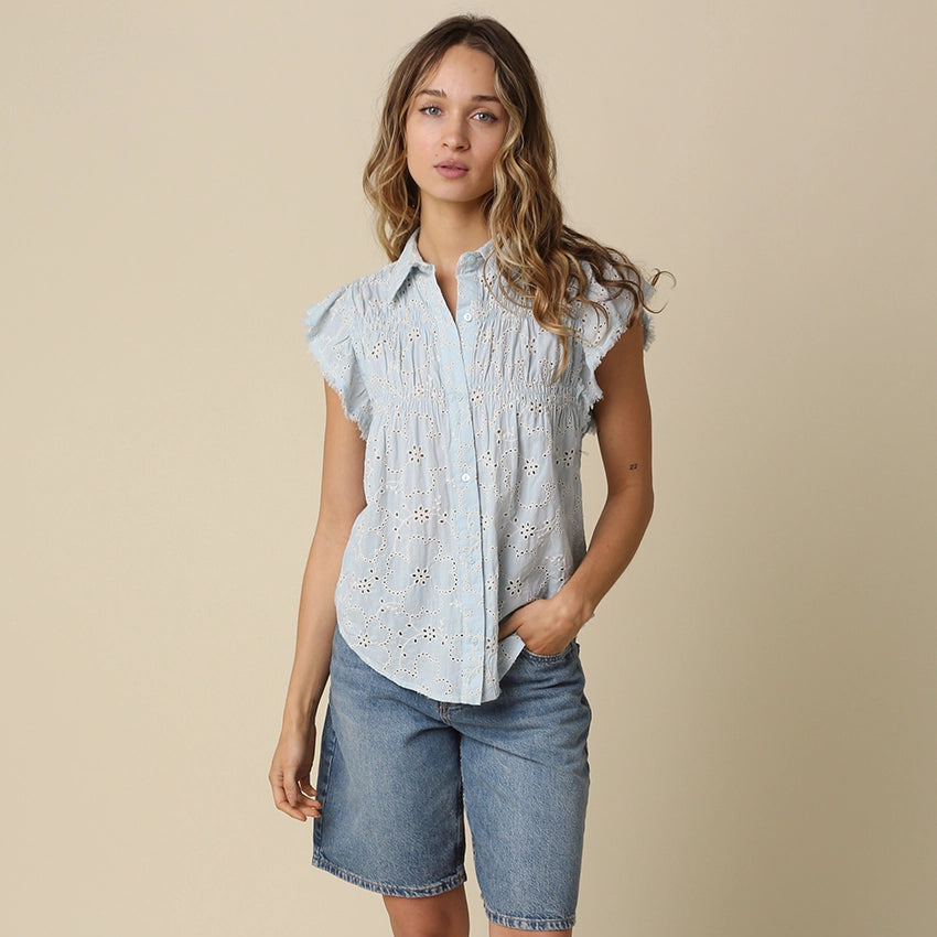 Anne Pintuck Flutter Sleeve Top