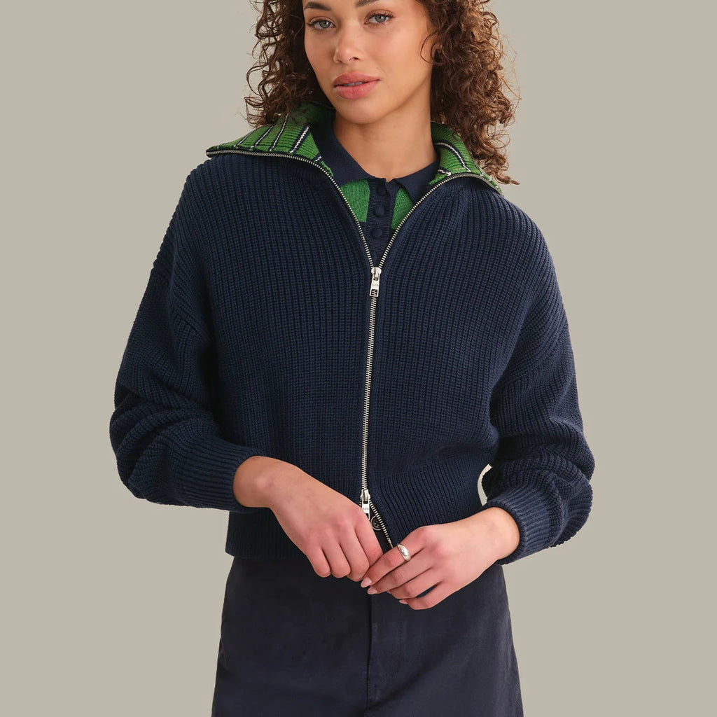 Antonia Zip Jacket With Stripe Collar