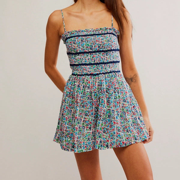 Free People Bali Checked Out Printed Romper