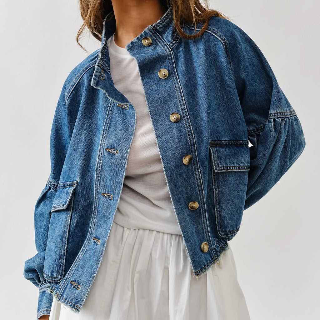 Balloon Sleeve Denim Jacket