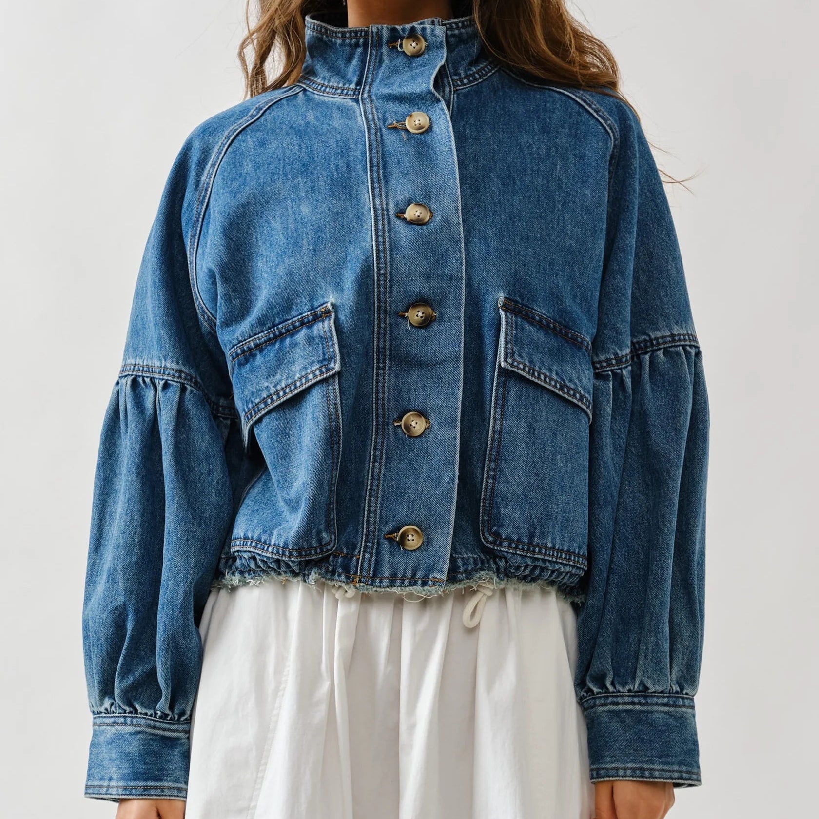 Balloon Sleeve Denim Jacket