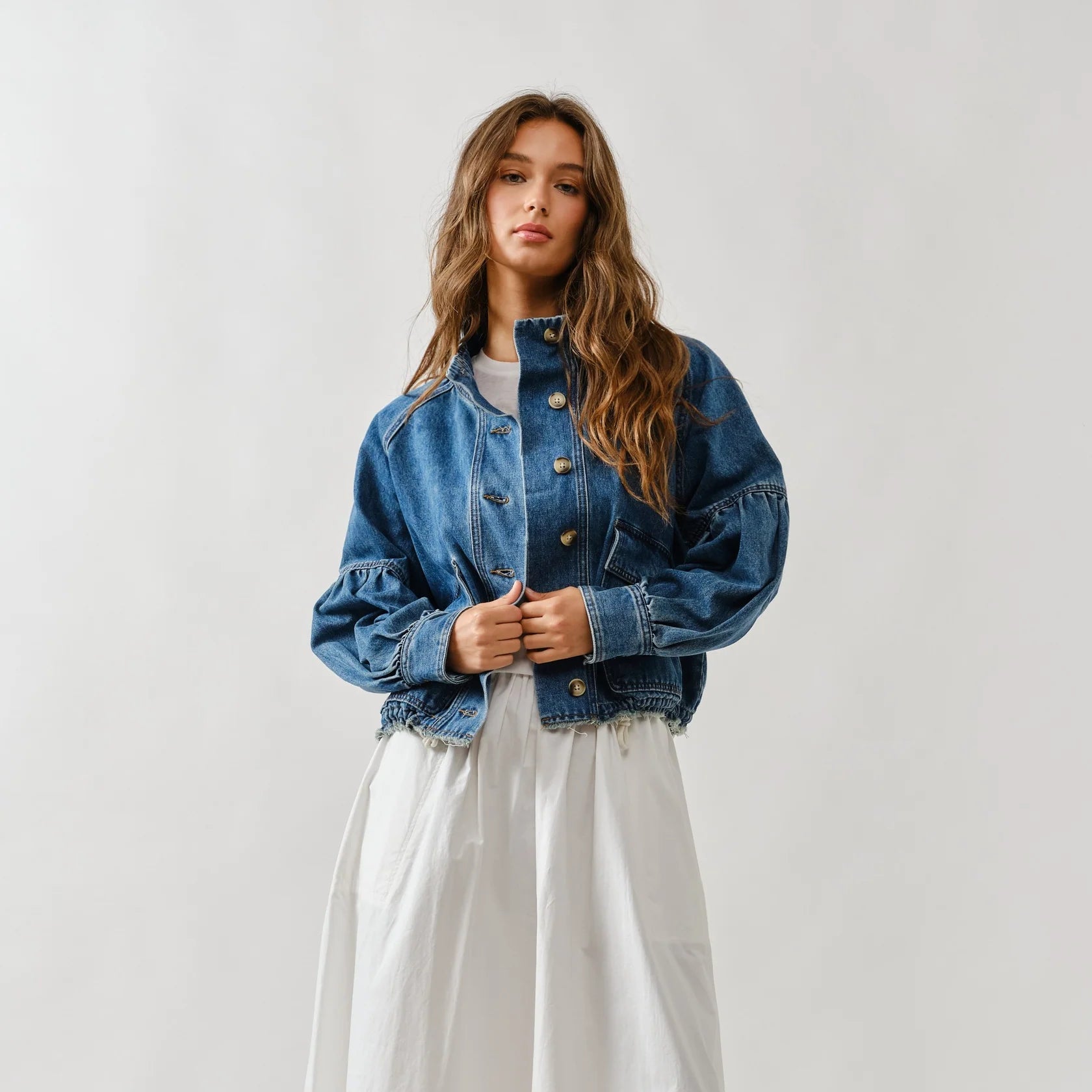 Balloon Sleeve Denim Jacket