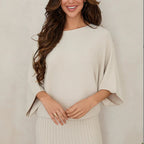 Crew Neck Batwing Sleeve Knit Top