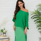 Crew Neck Batwing Sleeve Knit Top