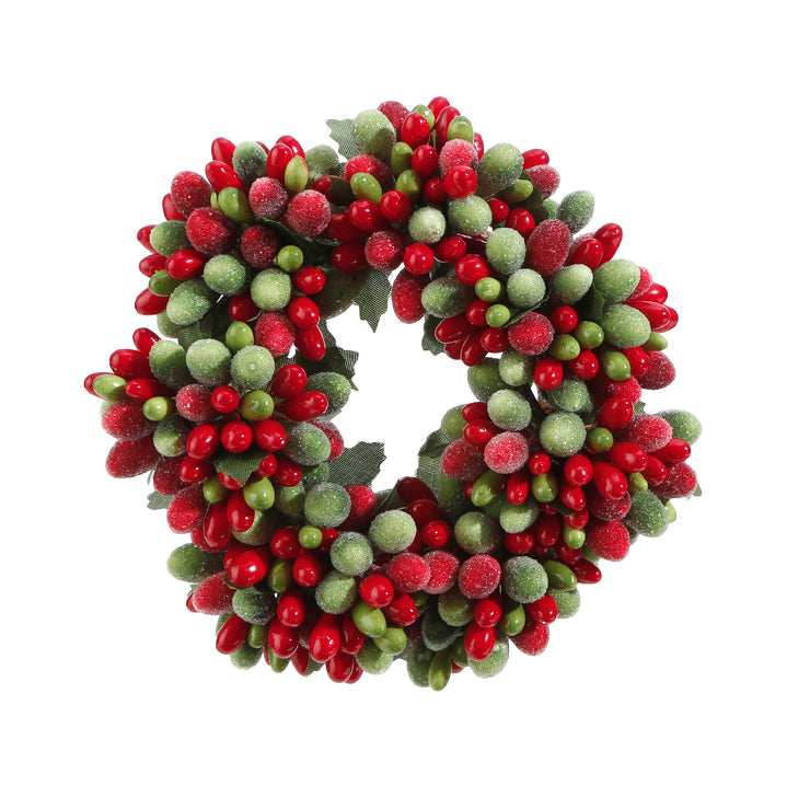 Red & Green Beaded Berry Candle Ring