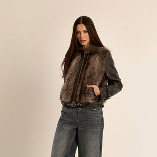 Faux Leather & Fur Biker Jacket