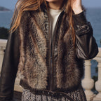 Faux Leather & Fur Biker Jacket