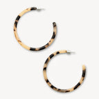 Machete Blonde Tortoise Hoops featuring black and cream tortoiseshell acrylic with stainless steel posts