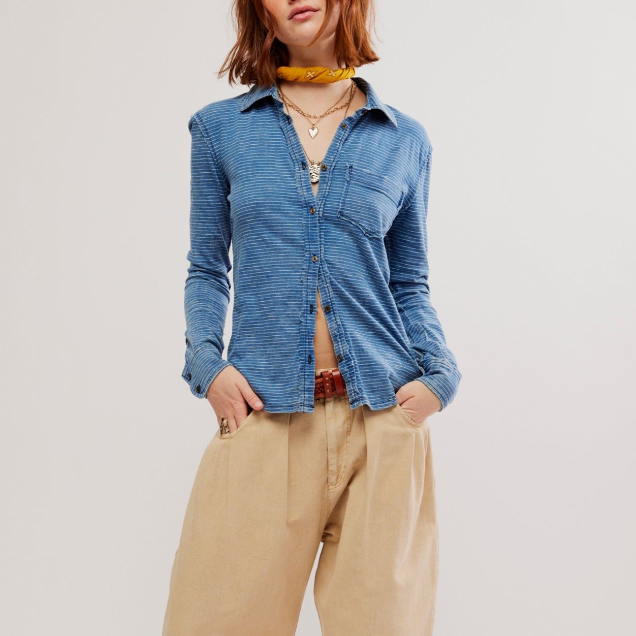 Free People Blue Blue Shirting