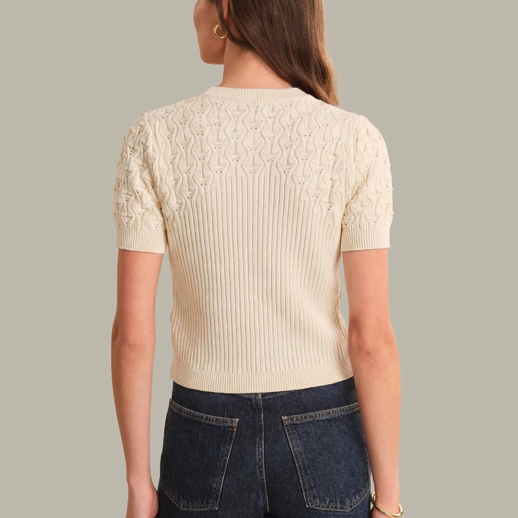 Bobble Knit Short Sleeve Cardigan