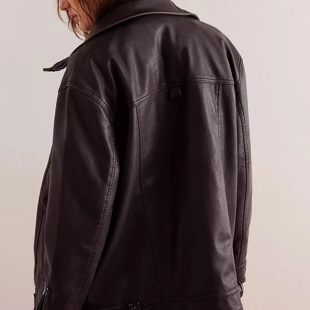 Free People Buckle Up Vegan Leather Jacket