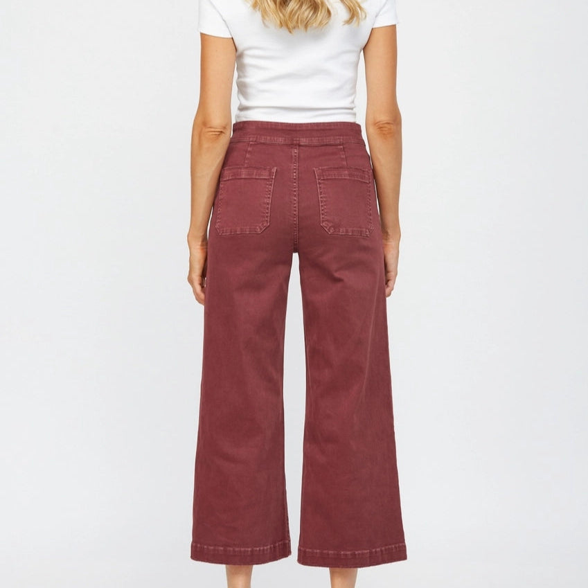 Button Front Wide Leg Pants