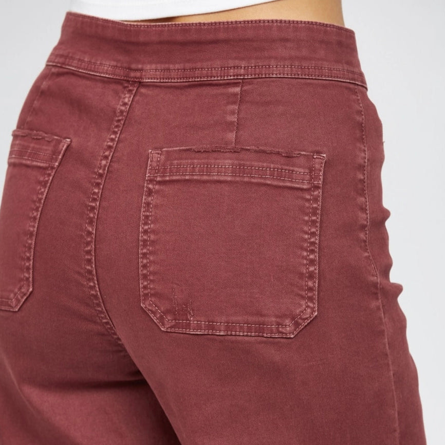 Button Front Wide Leg Pants