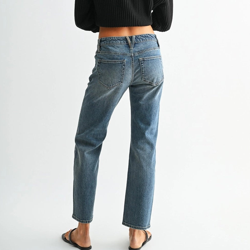 Mid Rise Straight Ankle Jean