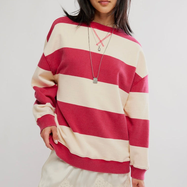 Free People Classic Wide Stripe Oversized Crew Main image