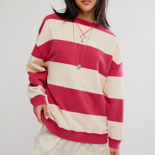 Free People Classic Wide Stripe Oversized Crew