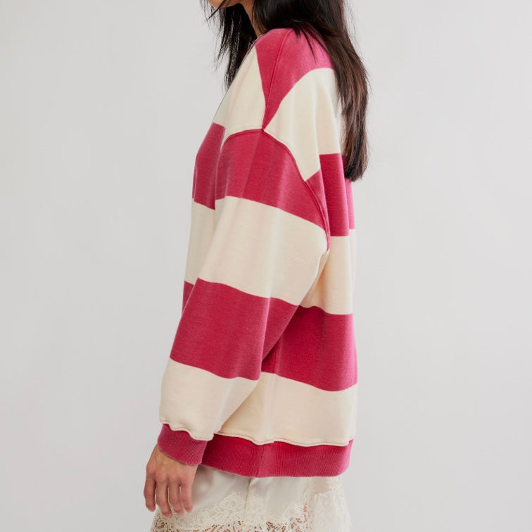 Free People Classic Wide Stripe Oversized Crew