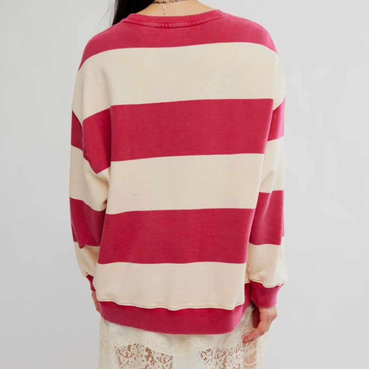 Free People Classic Wide Stripe Oversized Crew