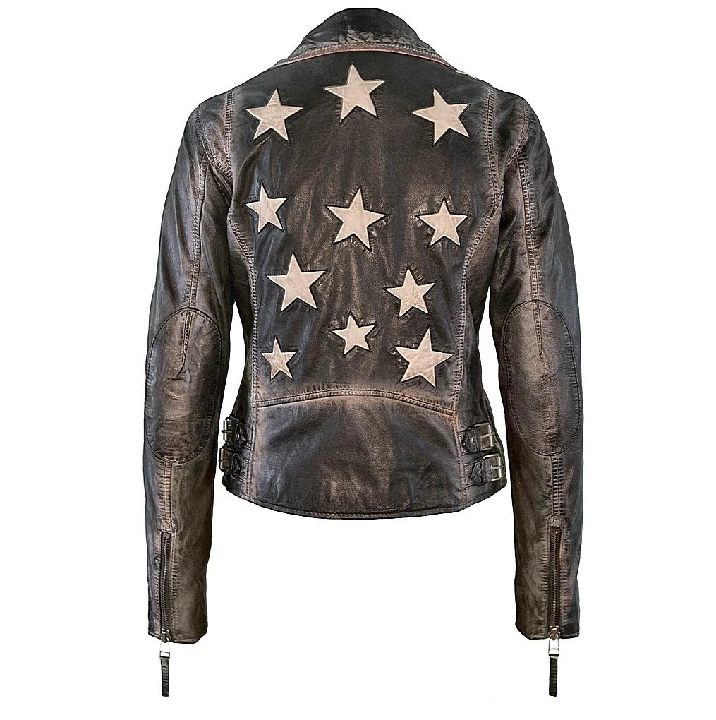 Maritius Christy Star Detail Leather Jacket